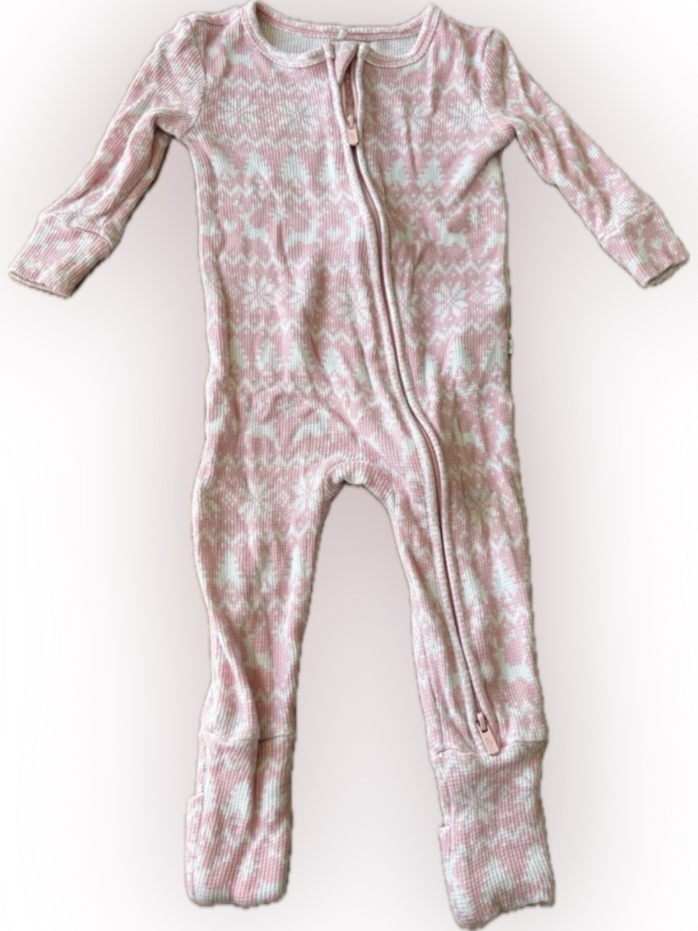 Posh Peanut Pink and White Christmas One-Piece Zip Romper